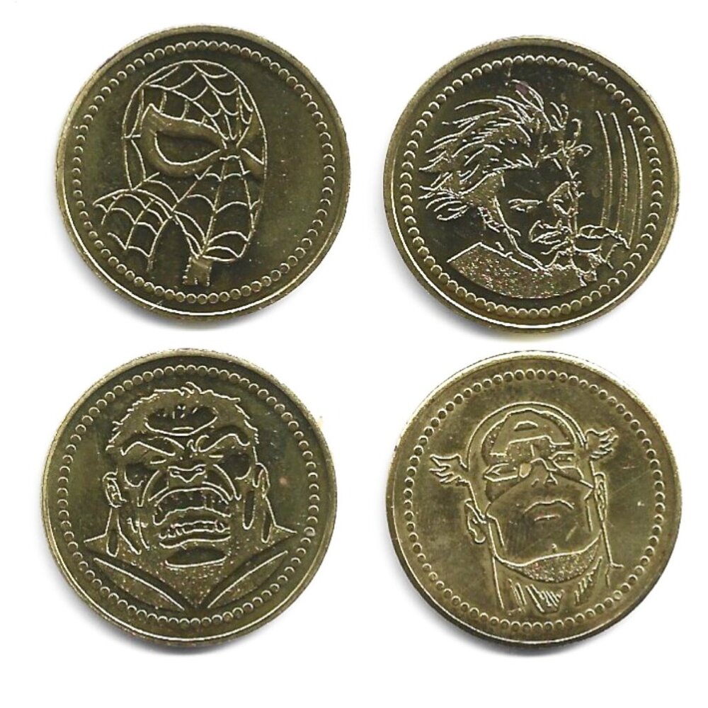 Marvel Adventure City Niagara Falls Set of 4 Superhero Video Arcade Tokens (8-7)